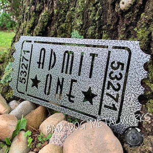 Admit One Retro Movie Ticket - Bad Dog Metalworks Theater Decor - Movie Theater Signs - Movie Decor and Gifts - Man Cave - Theater Wall Art