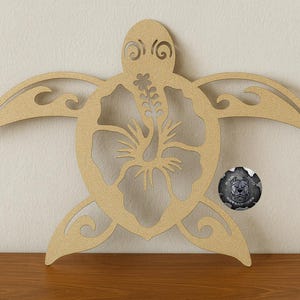 Hawaiian Sea Turtle Metal Art - Bad Dog Metalworks Home Decor - Hibiscus Turtle Decor - Hawaiian Decor - Tropical Decor - Turtle Wall Art