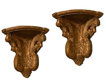 Antique Gilt Corner Brackets- a Pair