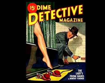 1940's Dime Detective Pulp Magazine Cover Poster Print - Retro Pulp Magazine Art