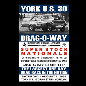 1965 York Pa. Dragway Vintage Drag Racing Poster Print