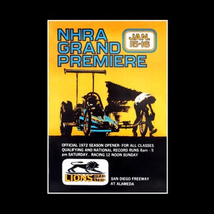 1972 NHRA Grand Premier Vintage Drag Racing Poster Print