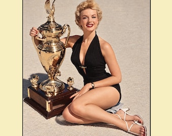 1950s Pin‑Up Girl & Trophy Print • 8.5x11 Retro Style Vintage Print
