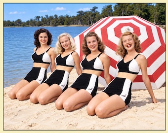 1940s Pin‑Up Beach Girl Print • 8.5x11 Retro Style Vintage Swimsuit Print