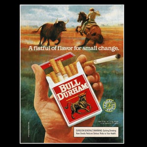 bull cigarette Vintage Bull Durham Tobacco Poster