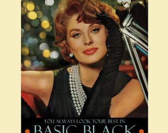 1950's Cosmetics & Beauty Poster : "Basic Black" Cosmetics 11x14 Retro Style Art Print
