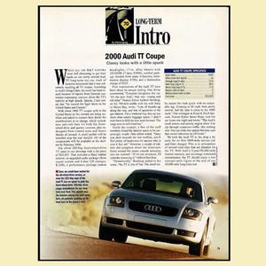 2000 Audi TT Coupe Original Magazine Mini Road Test • Original 8x11 Print Article