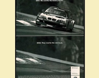 2002 BMW M3 Race Car Magazine Ad • Original 8x11 Print Advertisement