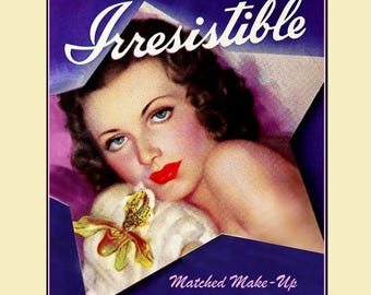 1930's Cosmetics & Beauty Poster : "Irresistible" Cosmetics 11x14 Retro Style Art Print