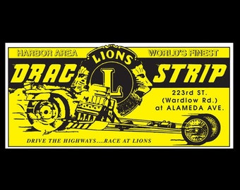 1965 Lions Drag Strip Drag Racing Banner Poster Print