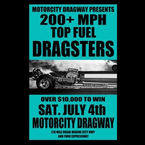 1960&#39;s Motorcity Dragway Vintage Drag Racing Poster Print