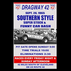 1965 Dragway 42 Vintage Drag Racing Poster Print