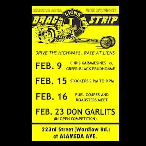1965 Lions Drag Strip Vintage Drag Racing Poster Print
