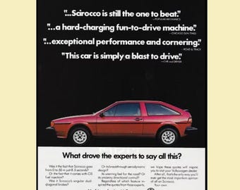 1982 VW Scirocco Magazine Ad • Original 8 x 11 Print Advertisement