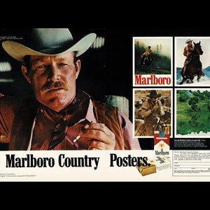 1972 Marlboro Cigarettes Marlboro Man Original Magazine Ad image 1