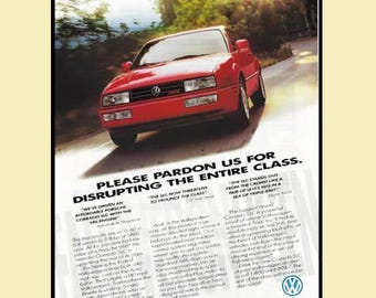 1992 VW Corrado VR6 Magazine Ad • Original 8 x 11 Print Advertisement