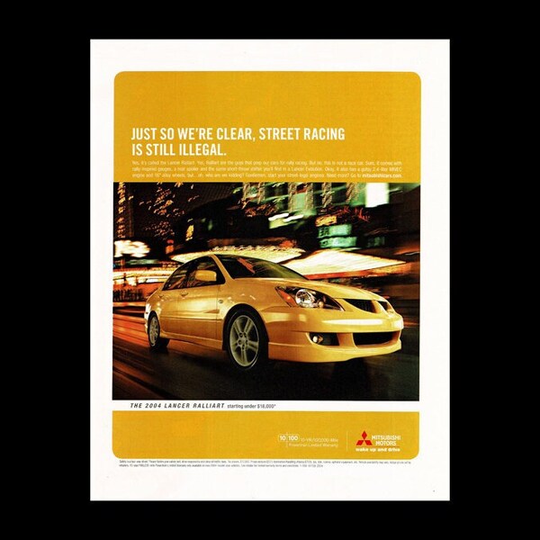 2004 Mitsubishi Lancer Ralliart Original Magazine Ad