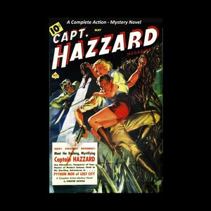 1940&#39;s Captain Hazzard Science Fiction Pulp Magazine Cover Poster Print - Retro Pulp Magazine Art