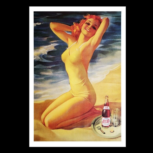 1994 Pepsi Cola Vintage 1930's Pin Up Style Ad Poster