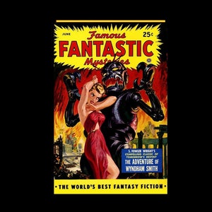 1940&#39;s Famous Fantastic Mysteries Science Fiction Stories Pulp Magazine Cover Poster Print - Retro Pulp Magazine Art