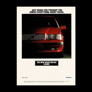 Anuncio original de revista del Volvo 850 GLT de 1993