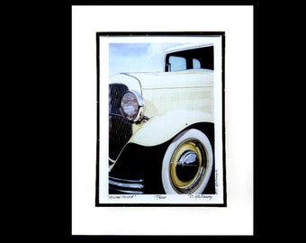 1932 Ford Hot Rod Limited Edition Giclee Art Print - "Yellow Deuce" By Noted Artist Dan McCrary - Matted & Ready For Framing