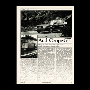 1985 Audi Coupe GT Original Magazine Road Test