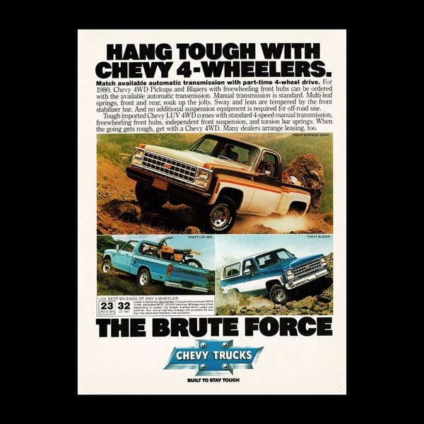 1980 Chevy Blazer & Pick Up Truck Original Magazine Ad