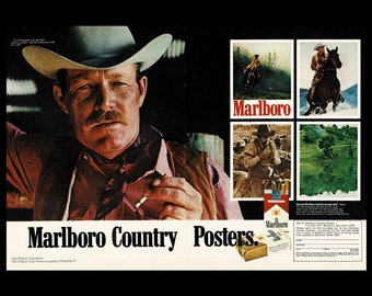 1972 Marlboro Cigarettes - Marlboro Man - Original Magazine Ad