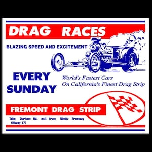 1965 Fremont California Drag Strip Drag Racing Poster Print