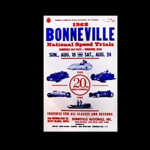 1968 Bonneville Speed Trials Auto Racing Poster Print