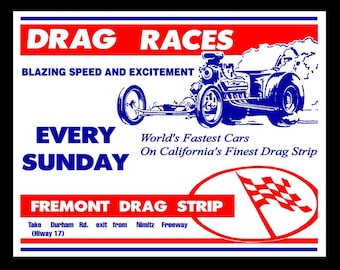 1965 Fremont California Drag Strip Drag Racing Poster Print