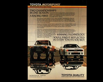 1988 Toyota Celica Race Car & Toyota Off Road Race Truck Original Magazine Ad