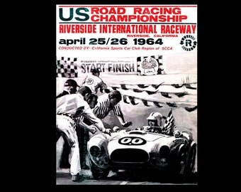 1964 Riverside Raceway USRRC Road Racing Poster Print - Shelby Cobra Featured