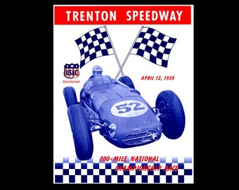 1959 Trenton New Jersey Speedway Indy Car Racing Poster Print