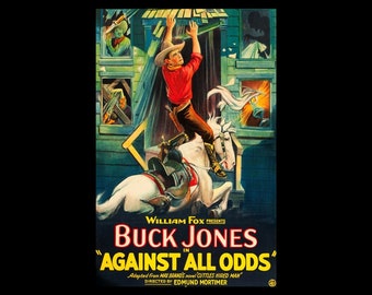 1925 Buck Jones Western - "Against All Odds" Retro Movie Ad Poster Print