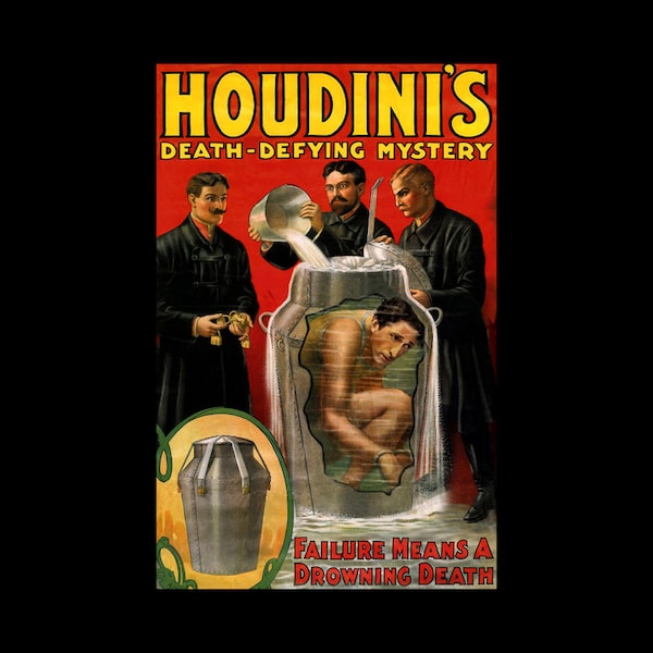 Vintage Houdini Magic Act Retro Advertising Poster Art Print