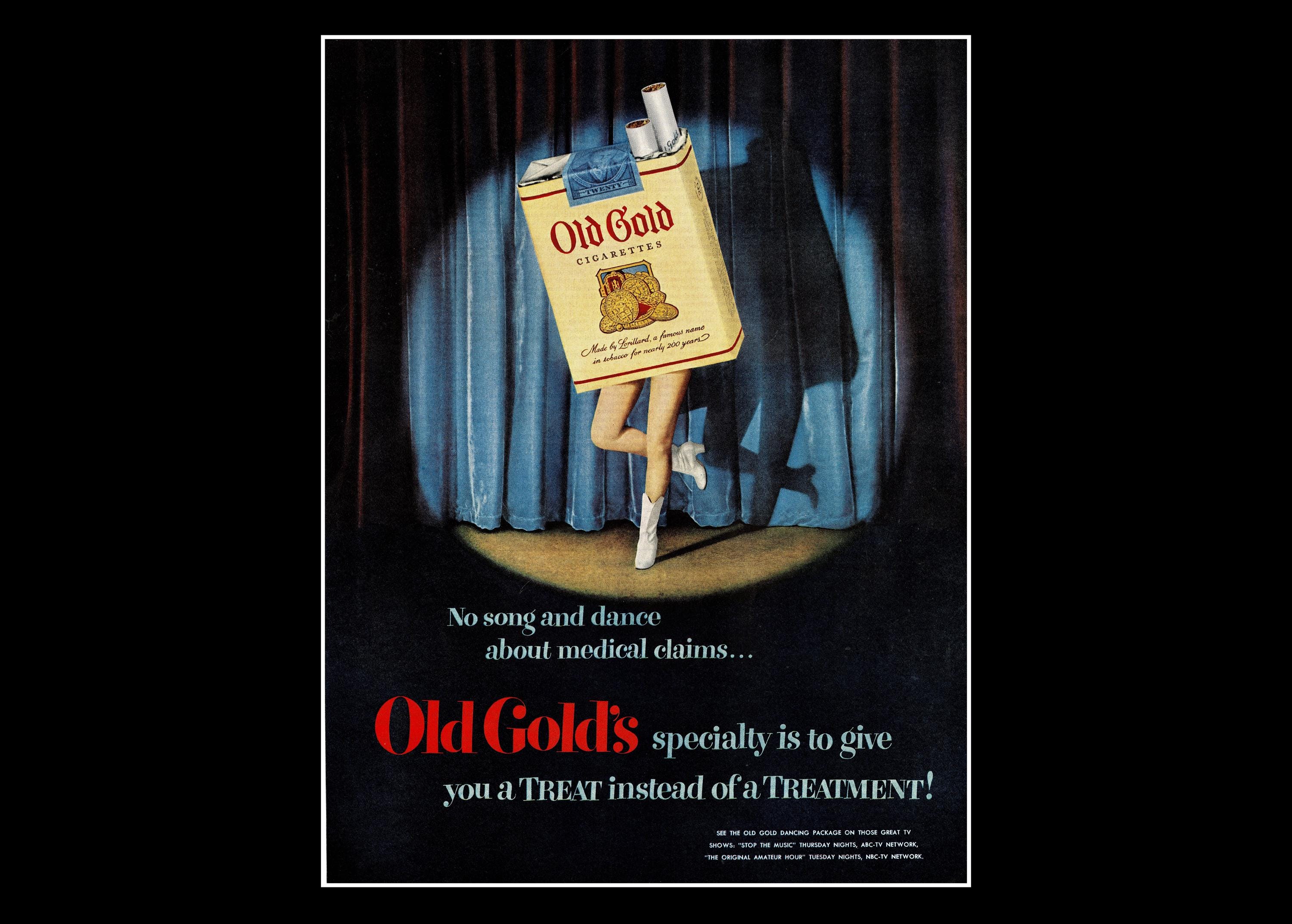 old gold dancing cigarette pack Tobacco Poster 1950