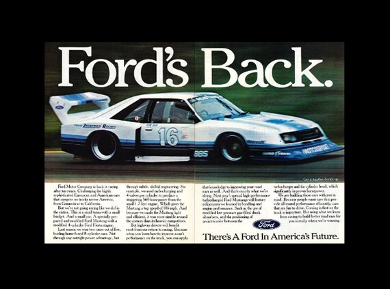 Anuncio de revista original de Ford Mustang IMSA Race Car mustang imsa Anuncio de revista original de Ford Mustang IMSA Race Car
