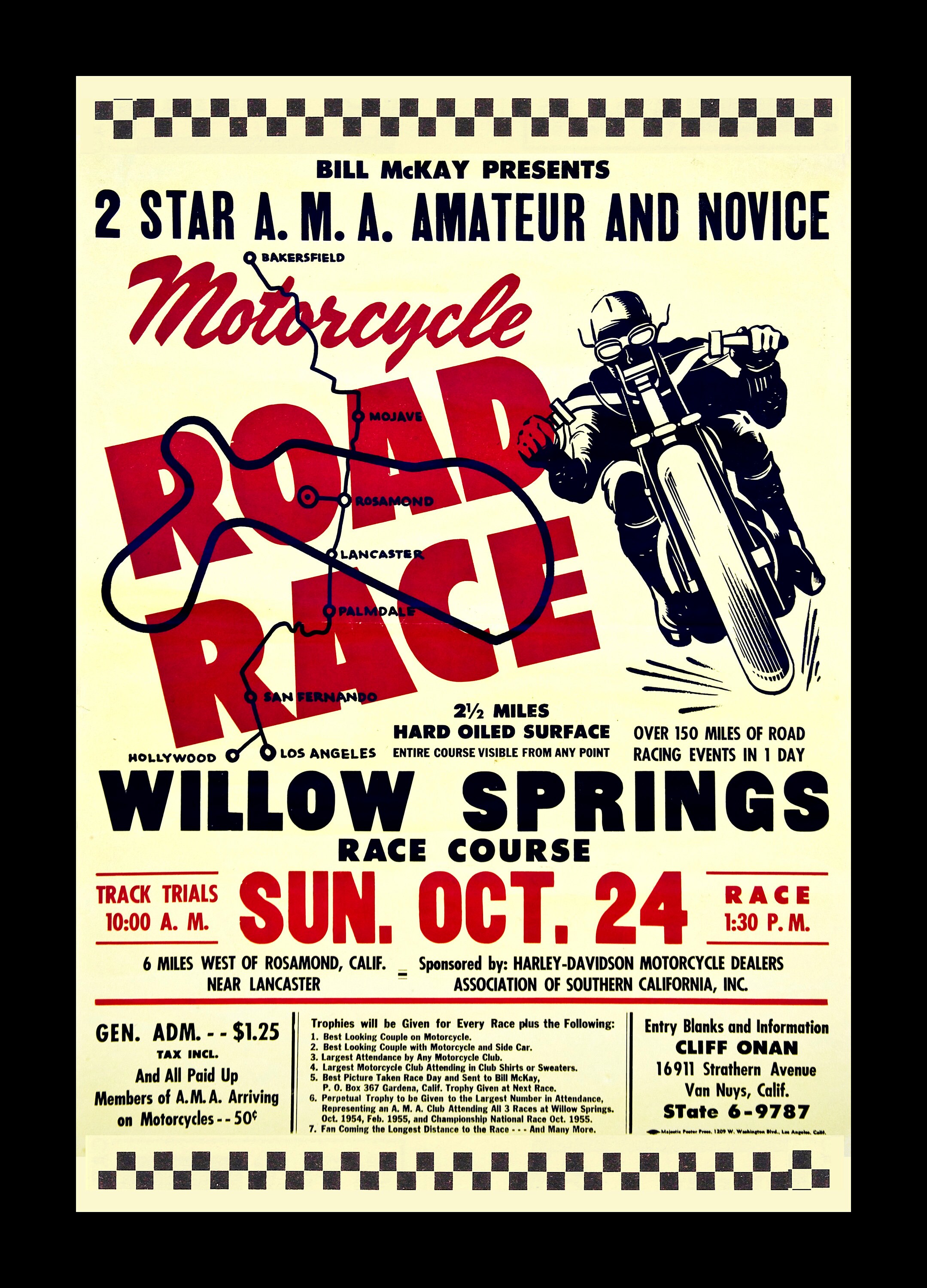 1955 Willow Springs California Raceway Vintage Motorcycle image