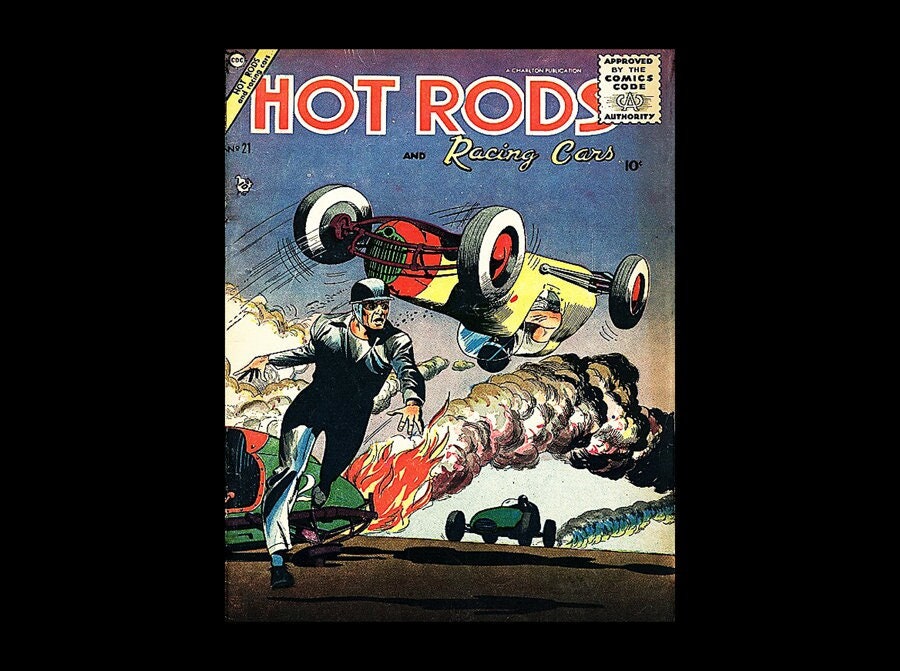 1950's Hot Rod & Racing Cars Comic Book Cover Poster Art Print - Etsy