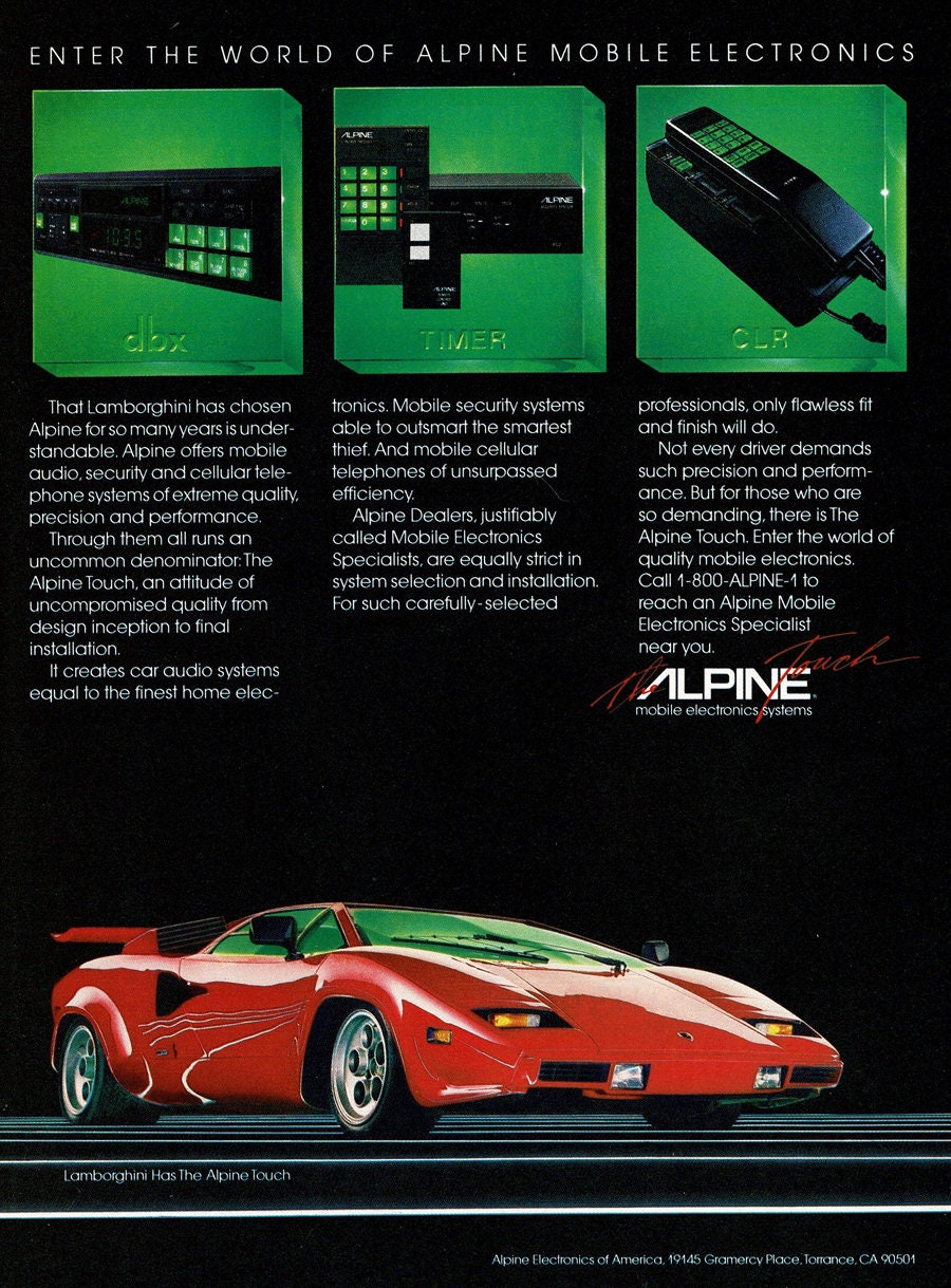 Four 1980's Lamborghini Countach Original Magazine Ad Lot - Alpine ...