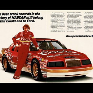 1986 Bill Elliott NASCAR Ford Thunderbird Stock Car Original Magazine Ad