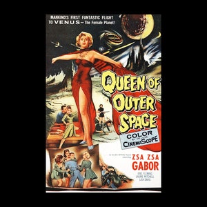 1958 Queen Of Outer Space - Zsa Zsa Gabor B Movie Poster Art Print - Retro Advertising Illustration Art