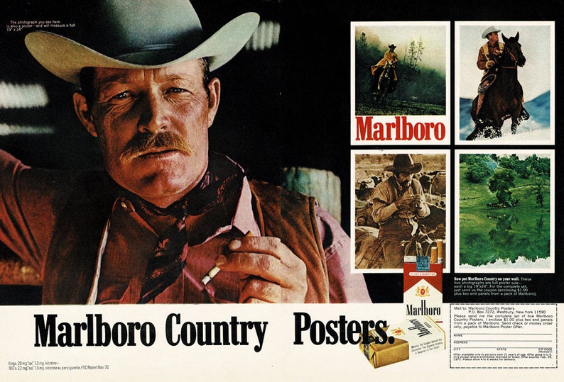 1972 Marlboro Cigarettes Marlboro Man Original Magazine Ad image 3