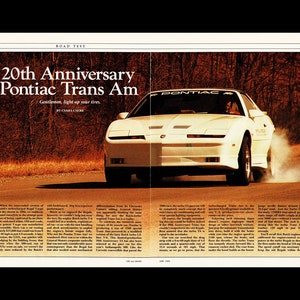 1989 Pontiac Firebird Trans Am 20th Anniversary Edition Original Magazine Road Test