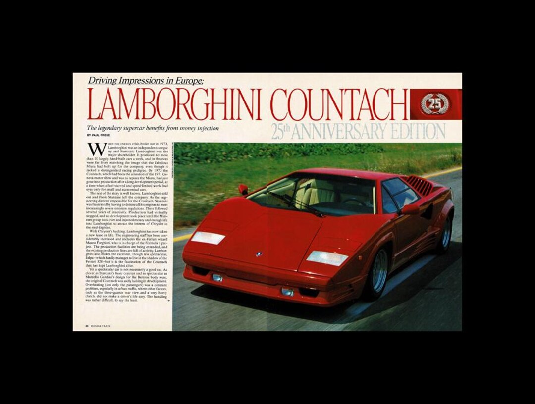 1988 Lamborghini Countach 25th Anniversary Edition Original Magazine ...
