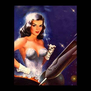 1940&#39;s Science Fiction Pulp Magazine Illustration Art Poster Print - Retro Pulp Magazine Art