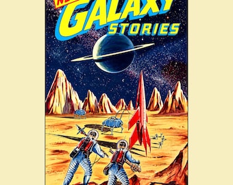 1930's "Galaxy Stories" Science Fiction Pulp Magazine Poster • 11x17 Retro Style Poster Art Print