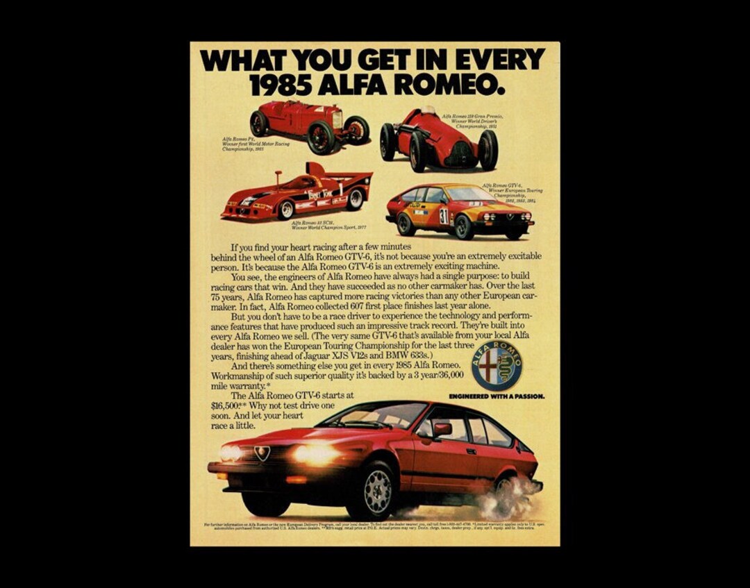 1985 Alfa Romeo GTV Original Magazine Ad - Etsy